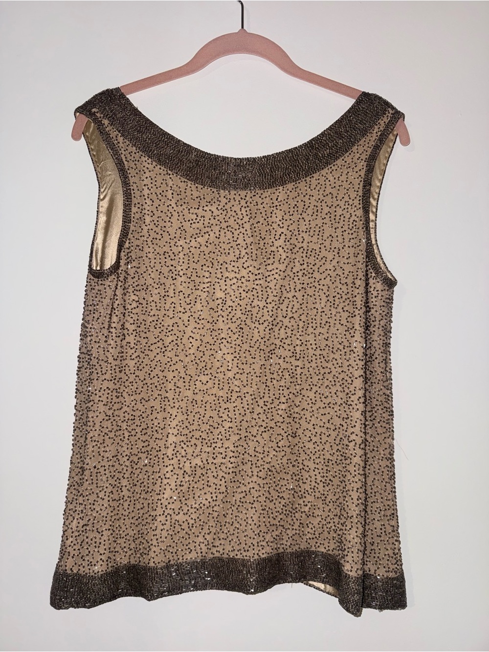 Parker Beaded Nude-Gold Sleeveless Tank